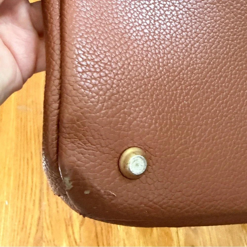 Freshly Picked Chestnut Brown Pebbled Leather Baby Backpack with Changing Pad